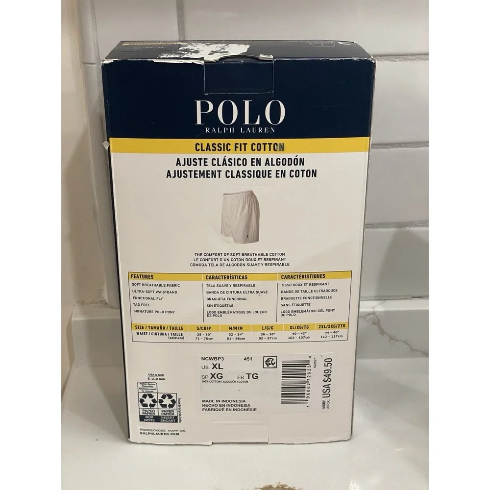 Polo Ralph Lauren Boxers Men XL‎ Classic Fit Cotton 3 Pack Plaid Stripe New